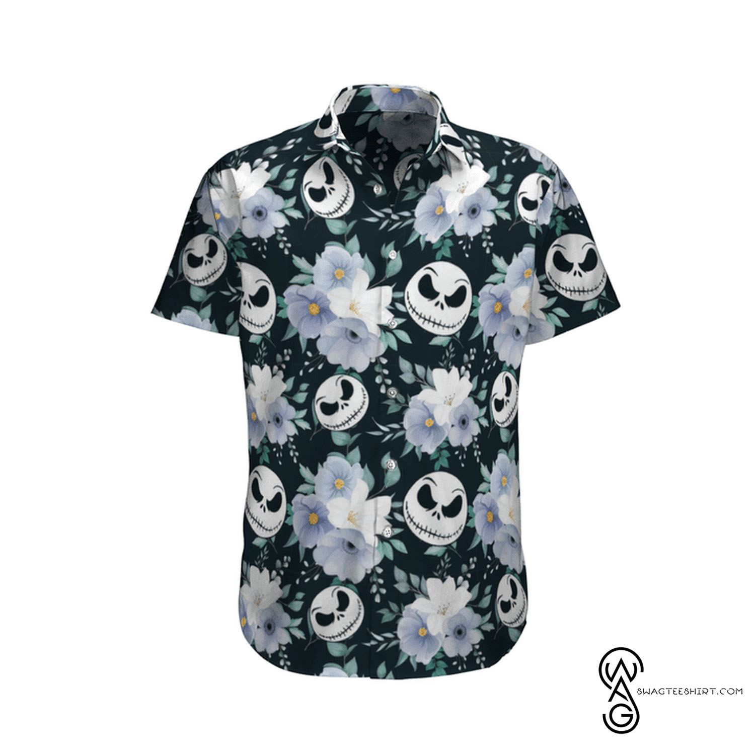 [Top Trending] Jack Skelington TNBC Flower Halloween Casual Beach Full Printing Hawaiian Shirt